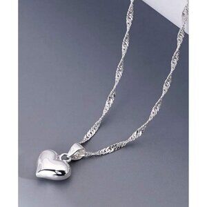 925 Sterling Silver Heart Pendant Necklace With Twisted Chain For Women